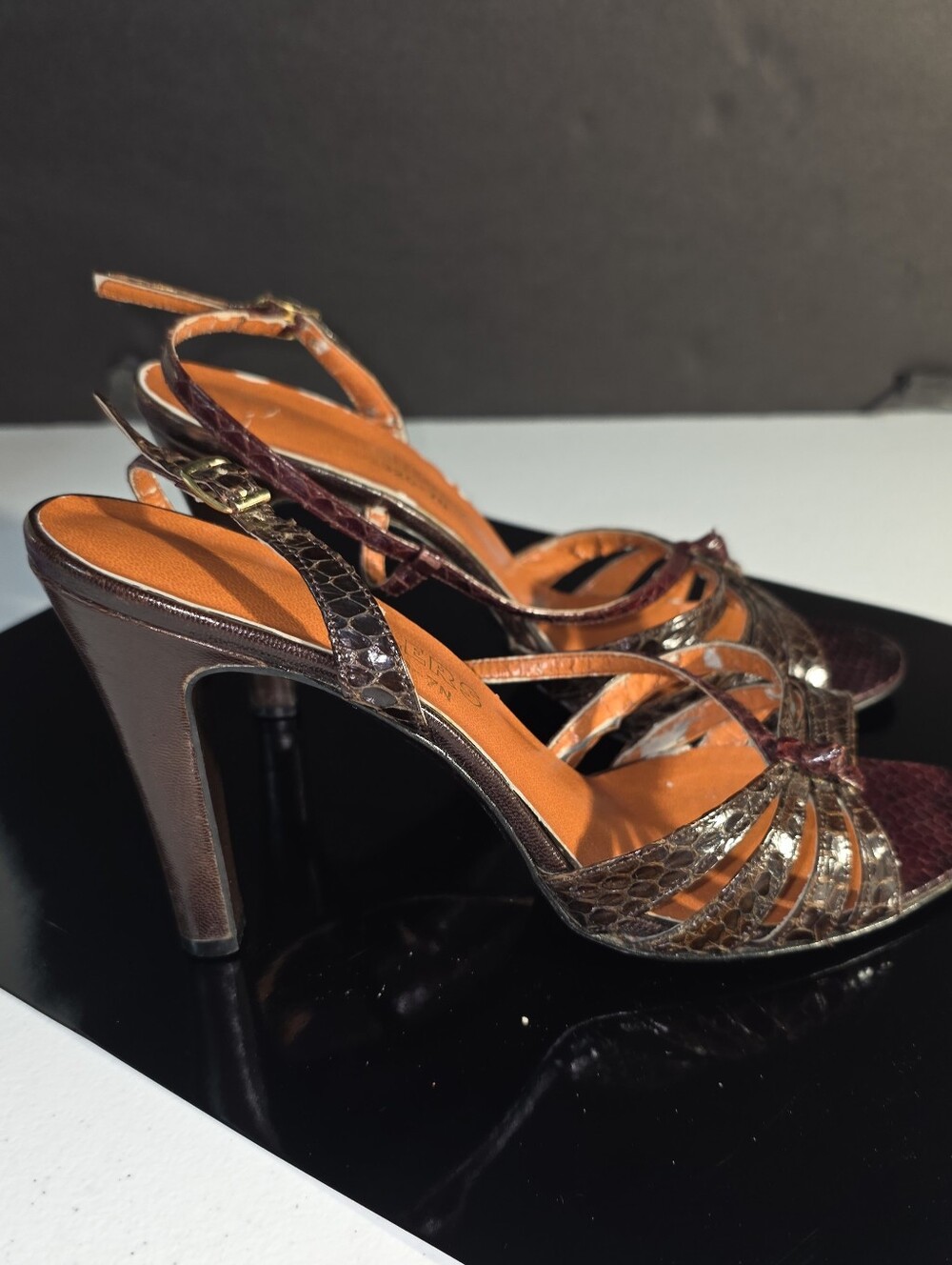 Chandler's Vintage 60's-70's Sexy Disco Heels Snakeskin Size 8B VGUC